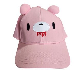Gloomy The Naughty Grizzly Pink Bear Face Embroidered Snapback Hat OSFM